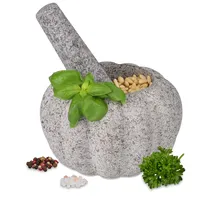 Relaxdays Mörser mit Stößel, Granit, HxD: 10 x 15,5