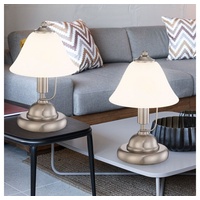 GLOBO Tischleuchte Touch Nachttischleuchte Alabaster Glas Tischlampe Schlafzimmer, Nickel