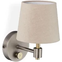 Relaxdays Wandlampe Vintage, dimmbar, Wandstrahler mit Schalter, Stoffschirm, E14,
