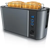 Arendo - Edelstahl Toaster Langschlitz 4 Scheiben, Defrost, wärmeisolierendes