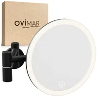 Ovimar Kosmetikspiegel Leinoya Ø 17,9 cm, beleuchtet, 5fach Vergrößerung,