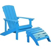 Beliani Gartenstuhl mit Fußhocker Blau Kunstholz Muskoka Stuhl mit