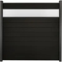 GROJA Steckzaun Solid mit Glas-Designeinsatz 30cm 180x180x1,9cm Bi-Color Schwarz
