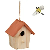 Relaxdays Deko Vogelhaus, Holz, Vogelhäuschen zum Aufhängen, HBT: 16x15x11