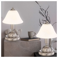 GLOBO Tischleuchte Touch Nachttischleuchte Alabaster Glas Tischlampe Schlafzimmer, Nickel