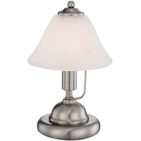 GLOBO Tischleuchte Touch Nachttischleuchte Alabaster Glas Tischlampe Schlafzimmer, Nickel
