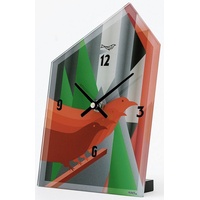 AMS -Tischuhr Acrylglas Vogel Rot Quarz 20cm- 1254