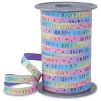 Präsent Geschenkband RAINBOW BIRTHDAY PASTELL matt Regenbogen 10 mm