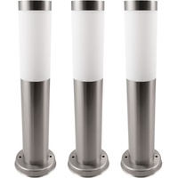 ETC Shop Sockelleuchte Edelstahl 7,6x45 cm 3er Set silber