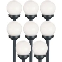 ETC Shop 8er Set LED Solarkugel weiß, Erdspieß, DxH