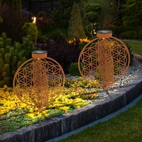 ETC Shop 2er Set led, Solarleuchten Lebensblume, Erdspieß, rostfarben