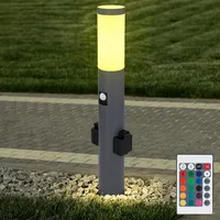 ETC Shop RGB LED Sockelleuchte, Bewegungsmelder 2x Steckdose