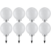 ETC Shop 8er Set LED Solarleuchte Kugel weiß, H
