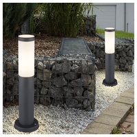 ETC Shop Wegeleuchte Edelstahl 2er Set spritzwassergeschützt E27 anthrazit