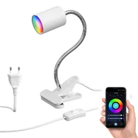 Ledscom.de Klemmleuchte WAIKA mit Schwanenhals und Schalter weiß matt,