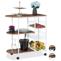Relaxdays Servierwagen Industrial Weiß,Braun