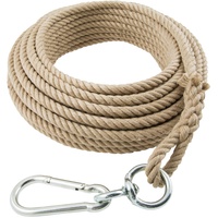 Braun Hanfseil 20 mm, 10 m lang Schlaufe Karabiner