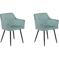 Beliani Esszimmerstuhl JASMIN Samtstoff mintgrün 2er Set