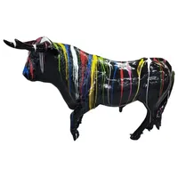 Casa Padrino Designer Deko Skulptur Stier Schwarz / Mehrfarbig