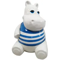 Casa Padrino Designer Deko Skulptur Sitzendes Nilpferd Weiß /