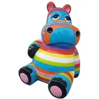 Casa Padrino Designer Deko Skulptur Sitzendes Nilpferd Mehrfarbig Gestreift