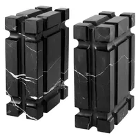 Casa Padrino Marmor Buchstützen 2er Set Schwarz - Luxus
