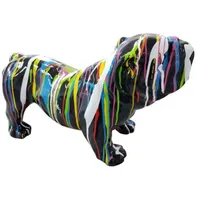 Casa Padrino Designer Dekofigur Hund Bulldogge Schwarz / Mehrfarbig