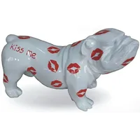 Casa Padrino Designer Dekofigur Hund Bulldogge Weiß / Rot