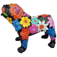 Casa Padrino Designer Dekofigur Hund Bulldogge Schwarz / Mehrfarbig