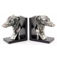 Casa Padrino Buchstützen Set Hundeköpfe Antik Silber / Schwarz