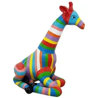 Casa Padrino Designer Deko Skulptur sitzende Giraffe mit Streifen