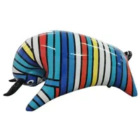 Casa Padrino Designer Dekofigur Stier Bunt Gestreift 50 x