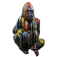 Casa Padrino Luxus Deko Skulptur Gorilla Affe Schwarz /
