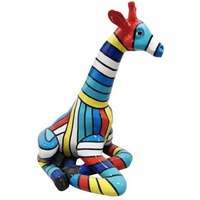 Casa Padrino Designer Deko Skulptur sitzende Giraffe mit Streifen