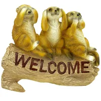Kremers Schatzkiste Erdmännchen 3 Weisen Welcome Schild Figur Gartenfigur