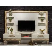 Casa Padrino Luxus Barock TV Schrank Weiß / Gold