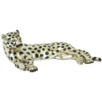 Casa Padrino Luxus Bronzefigur Gepard Silber / Schwarz 56