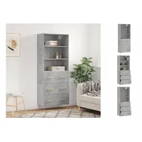 VidaXL Highboard Betongrau 69,5x34x180 cm Holzwerkstoff