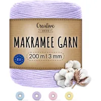 Creative Deco Makramee Garn 200m 2-3 mm lila