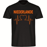 Multifanshop Herren T-Shirt - Herzschlag - Druck orange -