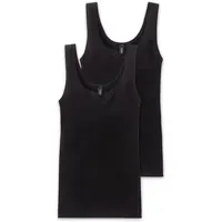 SCHIESSER Damen Trägertop, mit Spitze im 2er-Pack, Black, 46