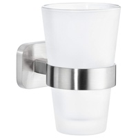 Tesa ESTEETIC Zahnputzbecher mit Halterung - Becher aus Milchglas,