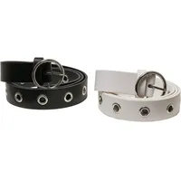 URBAN CLASSICS Synthetic Leather Eyelet Belt 2-Pack - Schwarz