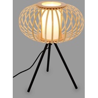 Briloner – Bambus Nachttischlampe, Schreibtischlampe Holz, Tischlampe Kabelschalter, Leselampe,