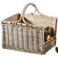 Kobolo Holztrage Holzkorb für Kaminholz - Rattan grau mit
