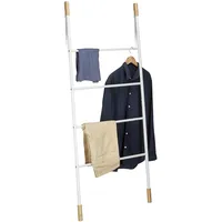 Relaxdays Handtuchleiter Metall, Kleiderleiter mit 4 Sprossen, freistehende Wäscheleiter,