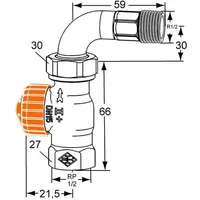 HEIMEIER Thermostat-Ventilunterteil Eclipse, Durchg. mit Bogenverschraubung