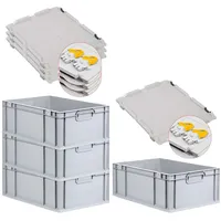Proregal 4x Eurobox NextGen Grip mit Scharnierdeckel und gelben