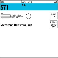 Industrial Quality Supplies DIN 571 Sechskant-Holzschraube 8x120 Edelstahl A4