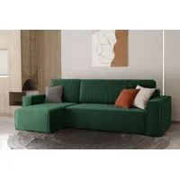 Fun Möbel Ecksofa Schlafsofa Sofa MARIS Stoff Grün Ottomane